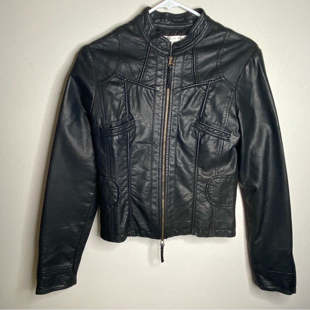 Max Studio Faux Black leather Jacket size S